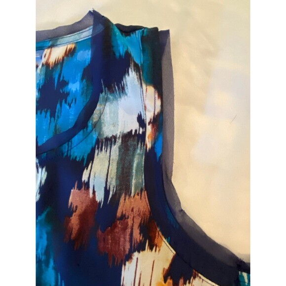 Simply Vera Blouse Size Large Top Blue Sleeveless Hi/Low Flowy Summer Chic Vaca - Picture 7 of 10